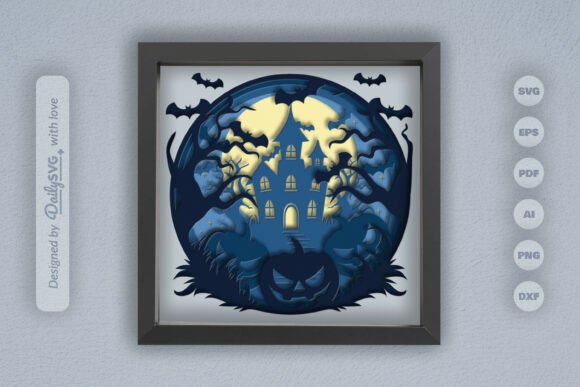 3D SVG Halloween Haunted House with Pumpkins Review