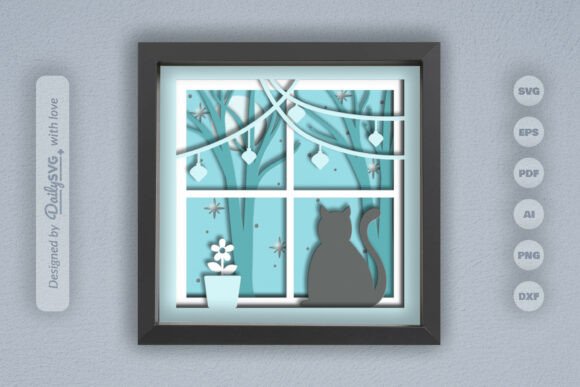 Christmas Night and Cat 3D SVG for Festive Branding