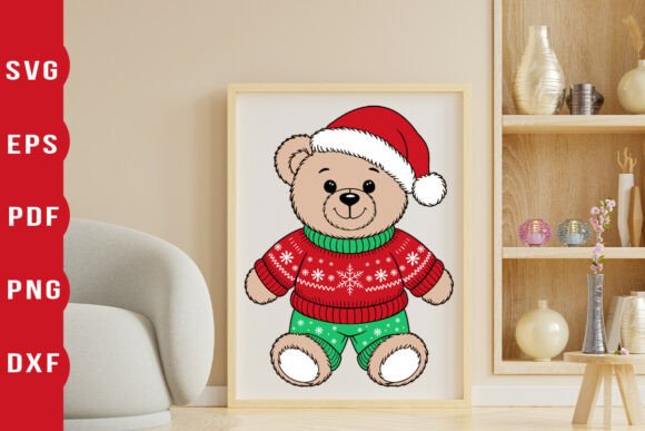 Christmas Teddy Bear Laser Cut for Winter Christmas