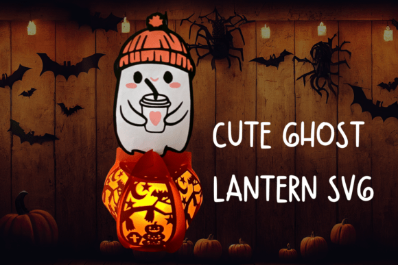 Cute Coffee Ghost 3D SVG for Halloween Crafts