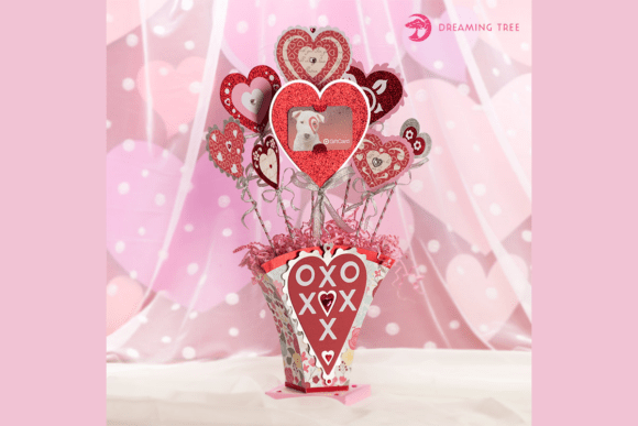 Hearts Bouquet Vase SVG: A 3D Valentine's Day Gem