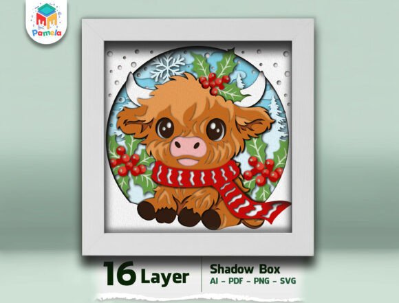 Highland Cow Christmas 3D SVG Review
