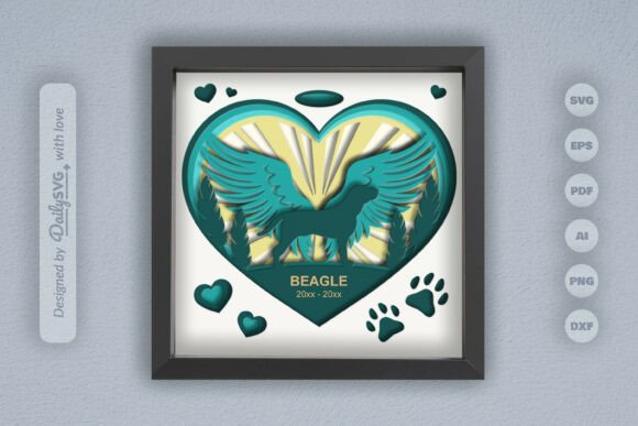 Memorial Dog Beagle Layered Papercut: 3D SVG for Dogs