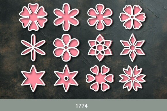 Outline Layered Flowers: 3D SVG Floral Compositions
