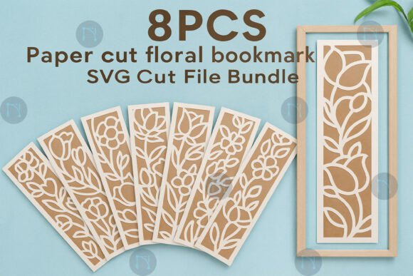 Paper Cut Floral Bookmark SVG Bundle: 3D SVG & Floral Compositions
