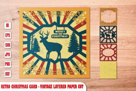 Vintage Christmas Reindeer 3D SVG for Festive Branding