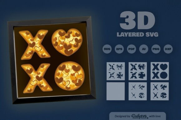 Xoxo Valentine Heart Layered Papercut: 3D SVG for Valentine S Day